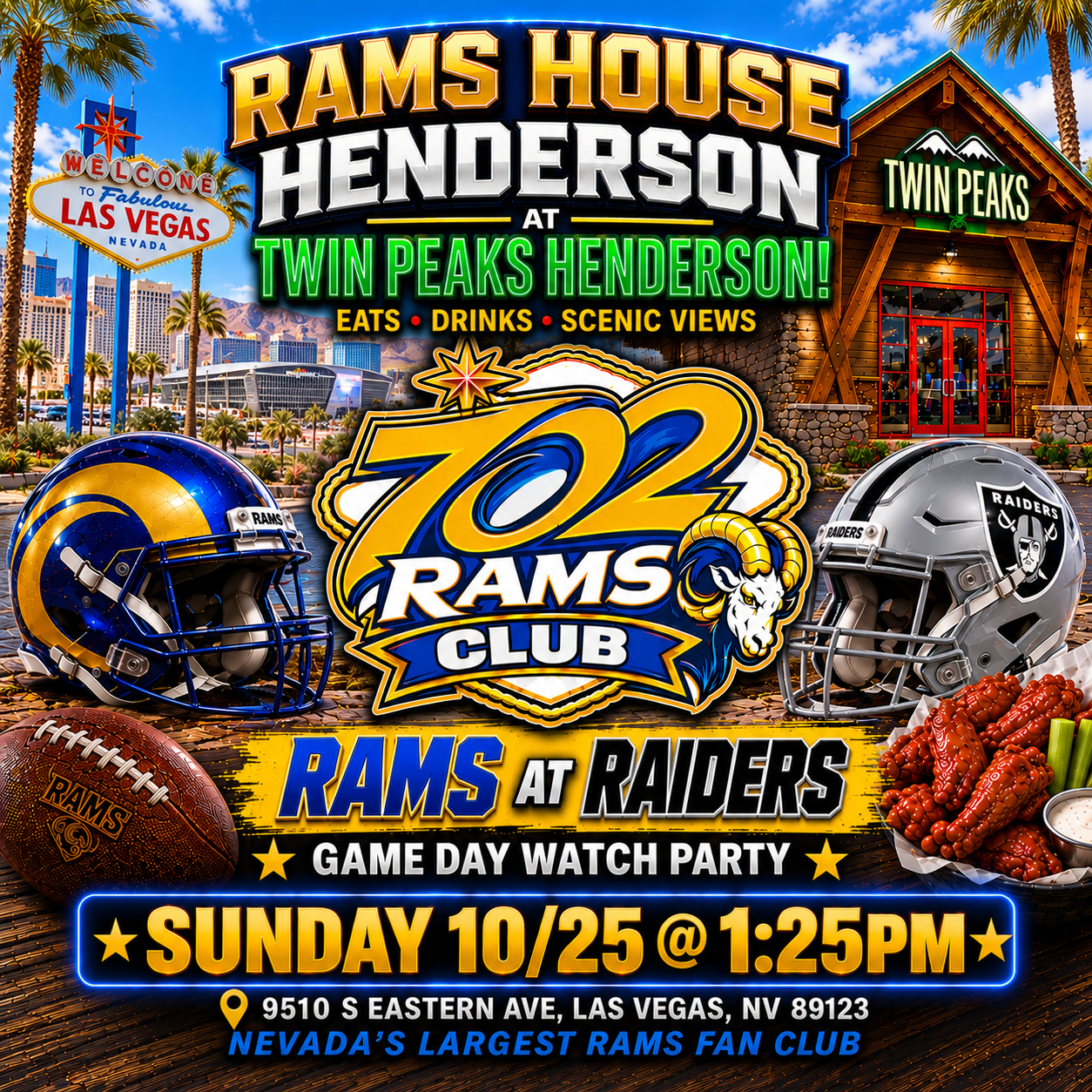 Rams vs Raiders watch party at Twin Peaks Henderson - Sunday Oct 25, 1:25 PM